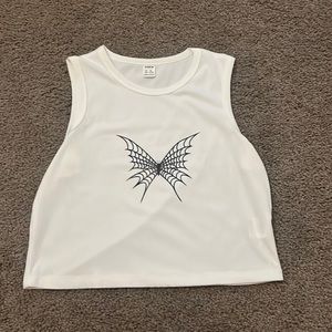 SHEIN Girls Butterfly Print Rib-knit Tank Top